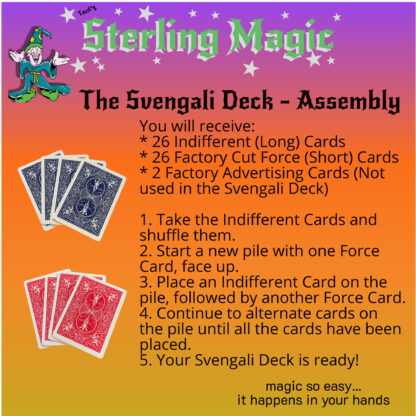 Ted's Sterling Magic Bicycle Svengali Deck informational Assembly Screen